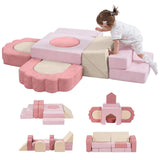 MOOZHEALTH 13 Pieces Foam Climbing Blocks for Toddlers 1-3|Floral Baby Soft Play Gym,Kids Indoor Crawing Climbers & Play Structu