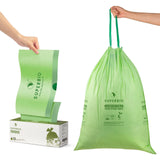 SUPERBIO 13 Gallon Compostable Drawstring Kitchen Waste Bag, 49.2 Liter, 30 Count,1 Mils, Heavy Duty Food Scrap Bags, BPI, Seedl