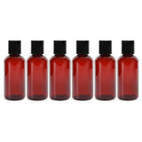 Cornucopia Brands 4oz Brown Plastic Squeeze Bottles w/Disc Top Flip Cap (6-Pack); BPA-Free Plastic Containers For Shampoo, Lotio