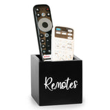 Remote Control Holder, Wooden TV Remote Holder for Table, Remote Organizer Caddy for Home Decor, Remote Box for Nightstand, Blac