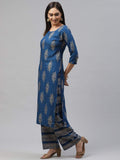 Gosriki Women'S Rayon Regular Kurta And Palazzo (Prush-Blue-Newone_L Large),Blue,,B08VXGQTW4