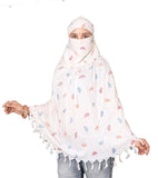 Six Sigma Cotton Long Scarf Cum Mask Scarves Usable For Vehicle Driver | White Printed Design Universal Size Girl & WomenS Brea
