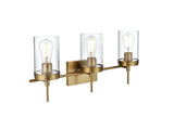 Living District Benny 3-Light Iron & Glass Bath Sconce In Black/Clear
