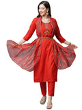 Gosriki Women'S Cotton Blend Solid Straight Kurta With Pant & Dupatta (Authentic-Red_S-Gs_Baby Pink_S-Gsmall),Red,,B0BNHDX1Y3