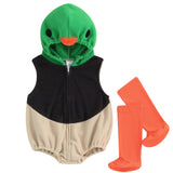 Pudcoco Infant Baby Boys Girls Halloween Mallard Duck Costume Hooded Sleeveless Romper Leggings Outfit Set (Green, 12-18 Months)