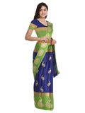 Leriya Fashion Womens Soft Cotton Silk Foli Work (Jari Work) Saree With Belt(Free Size) (Blue)