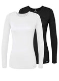 Adar Underscrubs for Women 2 Pack Long Sleeve Underscrub Comfort Tee 2902 Black/White 3X