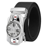 Niddleman MenS Silver Stretchable Belt | No Hole Nylon Strap With Stylish Automatic Buckle | Adjustable Size 2640 Inches (Black