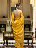 Leriya Fashion Womens Pure Jacquard Banarasi Kanjivarm Cotton Silk Saree With Blouse Piece | Saree Printed (Yellow)