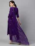Gosriki Women'S Cotton Blend Embroidered Straight Kurta With Pant & Dupatta (Kasturi Begani-Nw-Gs_M_Blue_Medium),Blue,,B0CKLRHBCV