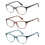 Kafirlo Bifocal Reading Glasses For Women Cat Eye Blue Light Protection Computer Reader Clear Top Ladies Anti Reflective Funky F