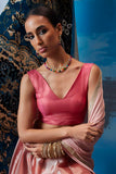 Soch Womens Fuchsia Tussar V-Neck Back-Open Sleeveless Blouse Fuchsia S