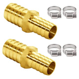 Joywayus 2PCS Hose Barb Reducer 5/8 to 3/4 Barb Fitting Reducing Splicer, Hex Union Brass Fitting Water/Fuel/Air