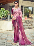 Satrani Womens Pure Georgette Saree (3430S280N Peach & Light Pink)