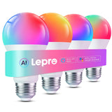 Lepro B2 AI Smart Light Bulbs - 1100LM WiFi & Bluetooth RGBWW Color Changing LED Bulb, Works with Alexa & Google Assistant, AI G