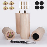 PBUY 6 Inch Heavy Duty Unfinished Wood Furniture Legs Set of 4 - Solid Replacement Wooden Couch Legs Sofa Legs,Feet for Table &
