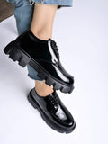 Shoetopia Smart Casual Lace-Up Detailed Black Loafers For Women & Girls /Uk3,Black,3,B0CBMP5CW7