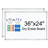 H-Qprobd White Board 36 x 24 Dry Erase Board for Wall Whiteboard 3 x 2 (2 Pack) Magnetic Presentation Board with Long Pen Tray