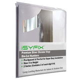 iSYFIX Silver Chrome Vinyl Numbers Stickers - 5 Inch Self Adhesive (2 Sets) Premium Decal Die Cut and PreSpaced for Mailbox, Sig