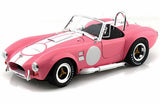 Shelby Collectibles 1965 Shelby Cobra 427 S/C Pink with White Stripes with Printed Carroll Shelby Signatures on The Trunk 1/18