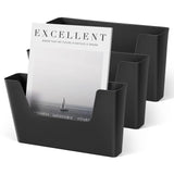 YOHOM No Drilling File Holder Wall Mails Magazines Organizer Adhesive Door Mount, Single Pocket, (White 1) (BLACK, 3 PCS)