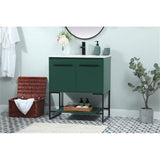 Elegant Decor Sloane 30 Mdf And Steel Single Bathroom Vanity In Green