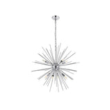 Living District Indoor Modern Home Decorative Bright Ceiling Timber 8 Light Chrome Pendant