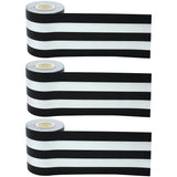 Black & White Stripes Straight Rolled Border Trim, 50 Feet Per Roll, Pack of 3