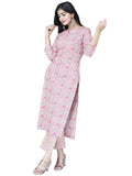 Gosriki Women'S Cotton Blend Printed Straight Kurta With Pant (Achu Pink-Cmd-Gs_M_Pink_Medium),Pink,,B0C6GXZP1G