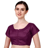 Pujia Mills Women's Phantom Silk Short Sleeves Readymade Saree Blouse