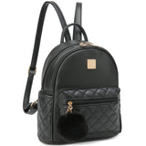 Barsine Girls Fashion Mini Backpack Purse Small Cute Plaid Leather Women Backpacks Little Bag (Black)