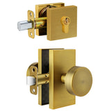 HIEMEY Antique Brass Front Door Lock Set, Antique Entry Door Knobs with Deadbolt Set Exterior Door Knob Door Handles with Key