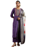 Libas Womens Woven Design Silk Blend Straight Kurta With Trousers And Dupatta