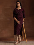 Libas Women'S Cotton Ethnic Motifs Straight Kurta (29181O Burgundy Burgundy S