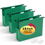 SHUTEX Extra Capacity Plastic Hanging File Folders,12 Pack Reinforced Expanding Hang Folder Letter Size,Accordian Pocket,Heavy D