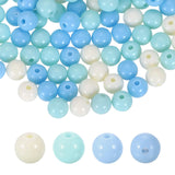 HARFINGTON 100pcs Cream Blue Acrylic Round Beads 8mm Dia 1.9mm Hole Plastic Resin Smooth Balls Loose Bead for Jewelry Making Bra