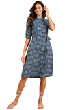 Modeve Women Ethnic Motifs Print Blue Dress_2X-Large