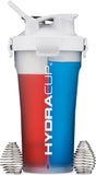 Hydra Cup DualShaker Pro 32 oz Shaker Bottle for Protein Shakes, Shaker Cup w/Handle & Ball Blender Whisks, Dual Mixing Shaker Bottle with Storage, 2 in 1, for Travel To Go, BPA Free (White)