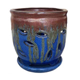 Fowargif Large 6Inch Ceramic Orchid Pots With Holes, Flower Pot With Saucer For Indoor Plants Home Decorative, Round Planter (Bl