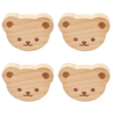 MOROBOR 4PCS Bear Shaped Wooden Knobs Single Hole Beech Wood Handles Wood Cupboard Cabinet Handles Knobs for Chest of Drawers wi