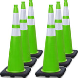 OranLite 6 Pack 36 Inch Large-Sized Orange PVC Traffic Cones, Heavy Black Base, Parking Lot Cones Structurally Stable Weatherpr