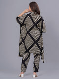 Rytras Women'S Printed Kaftan Kurta And Pant Set(Black,Xl)