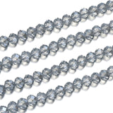 500pcs Czech Faceted Rondelle Crystal Glass Loose Beads 4mm Small Tiny Spacer Bulk Silver Blue Shimmer for DIY Craft Jewelry Mak