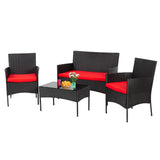 PayLessHere Outdoor Furniture Set 4Pc Modular Patio Furniture Set Water Resistant Conversation Set with 3 Rattan Chairs 1 Temper