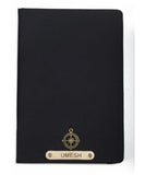 Saanvi Crafts Personalized Black Leather Diary With Name | Custom Name Notebook With Compass Charm | Premium Office, Journal & T