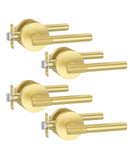 Asidrama 4 Pack Passage Gold Door Handles, Door Lever with Door Knobs Indoor for Bedroom or Bathroom, Heavy Duty Brushed Gold Do