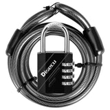 1 Pack disecu 4 Digit Combination Lock, Outdoor Waterproof Resettable Padlock with Heavy Duty Steel Cable for Bike, Gate, Fence