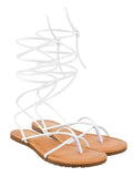 Shoetopia Stylish Ankle Wrap White Flat Sandals For Women & Girls /Uk3,White,3,B0C3RGYGBP
