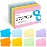 Koogel 272 Pieces Colored Index Cards, 3 x 5 Inch Blank Flash Cards for Study, School, Office