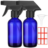 Fumete 2 Pack Glass Bottles 4oz Empty Refillable Liquid Containers with 1 Label 1 Funnel for Essential Oils Hair Travel Plants C